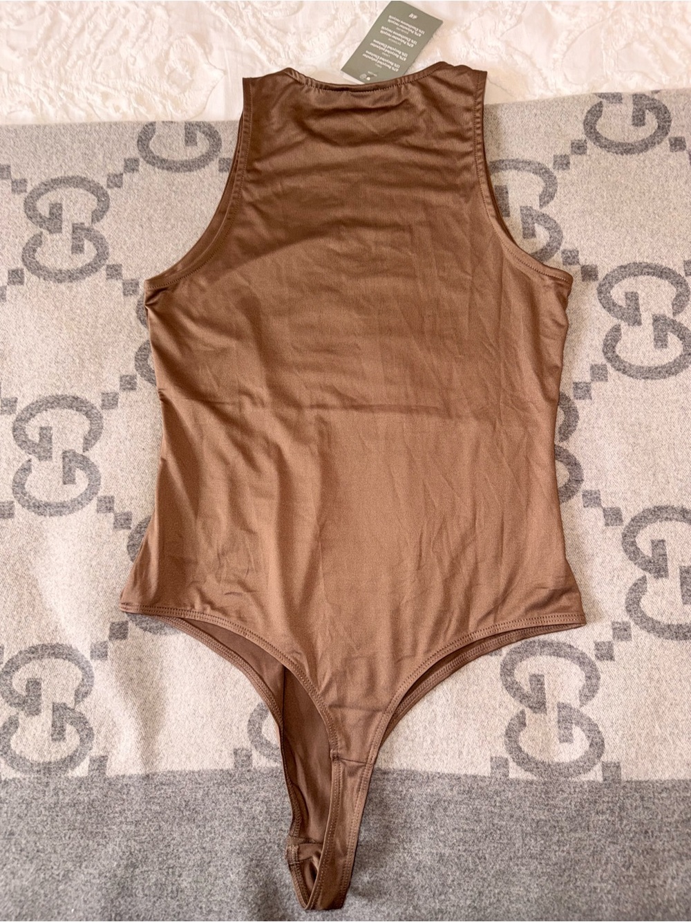 NWT H&M Brown/Beige Sleeveless One-Piece Bodysuit - Picture 7 of 7